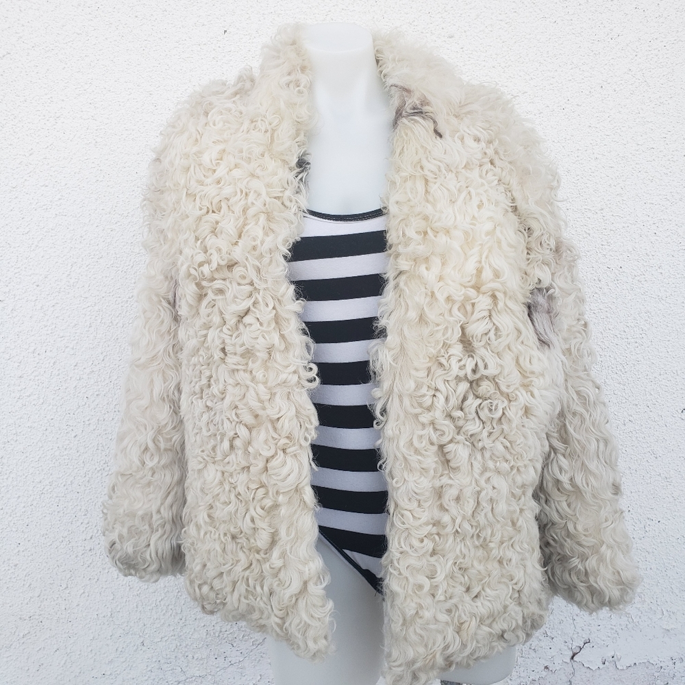 Vintage Mongolian sheep fur coat